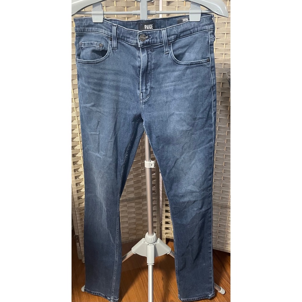 Paige Mens Federal Slim Straight Leg Jeans Medium Blue Wash Size 32